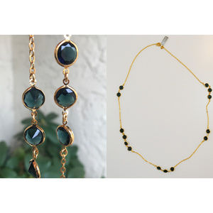 J. Crew Necklace Gemstone Green Sapphire Gold NWT